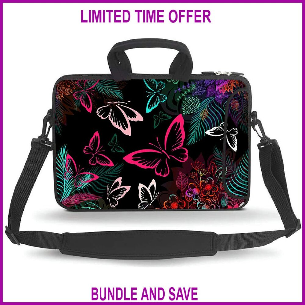 13.3 Inch Neoprene Laptop Messenger Bag With Shoulder Strap & Handle